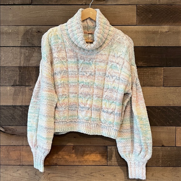 Free People Women's Popsicle Pullover Turtleneck Sweater Pastel Size Medium - Picture 3 of 9